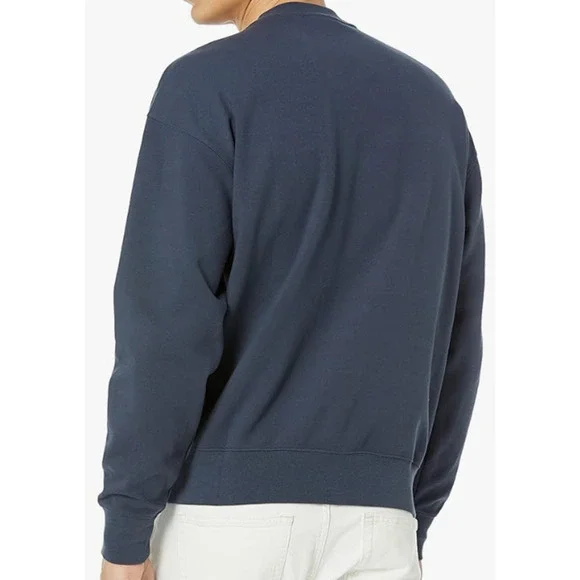 Lacoste Men's Long Sleeve Loose Fit Front Graphic Crewneck Sweatshirt Blue L